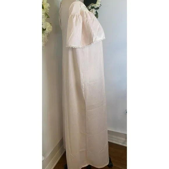 Vintage Gilead Nightgown Cotton Blend Pink Nightie Lace Trim Nightie‎ S USA NWOT